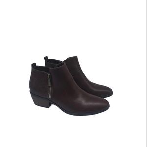 XAppeal brown booties with floral detail.